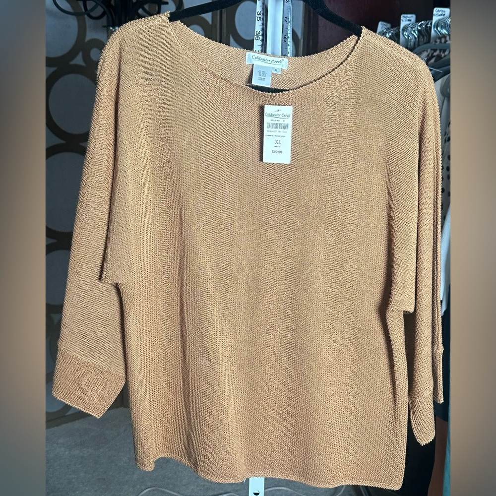 Coldwater Creek Textured Knit Sweater XL Kimono Sleeve Lightweight